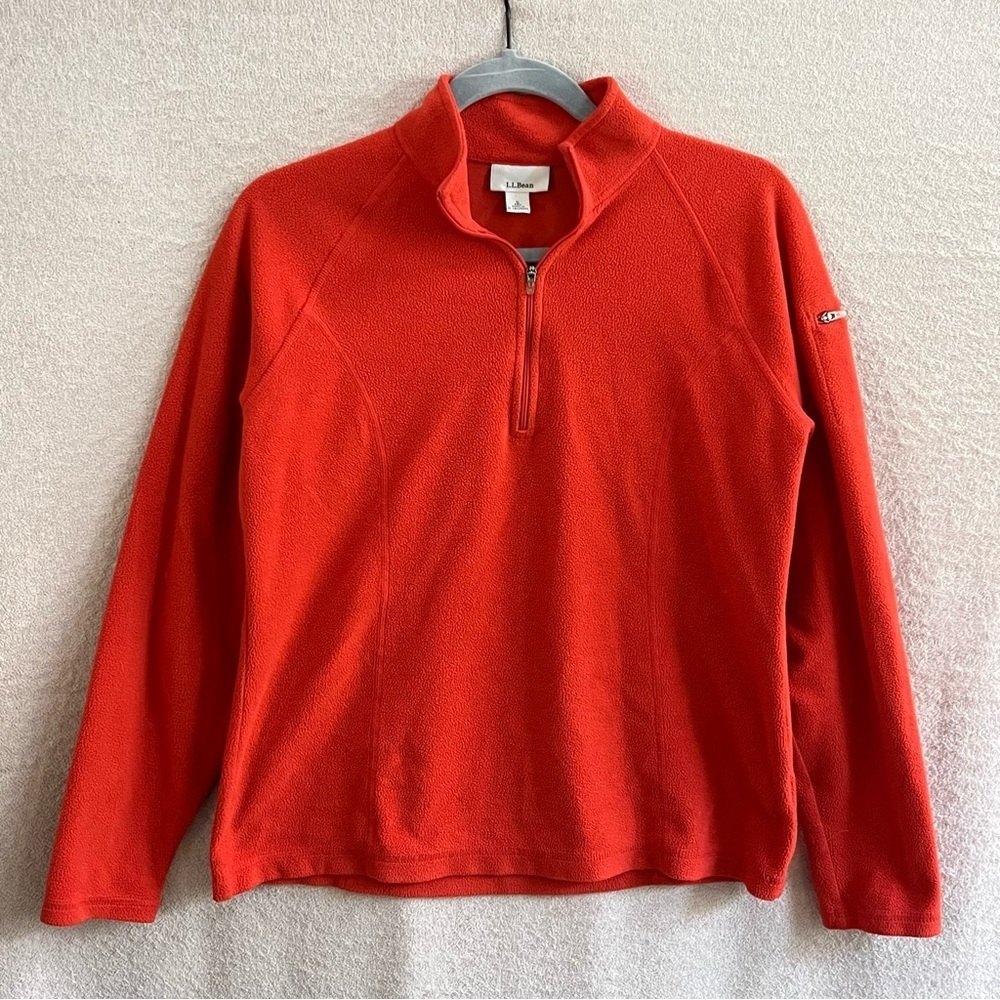 LL Bean Fleece Quarter Zip Pullover Sweater Women’s S Burnt Orange Outdoors Hike